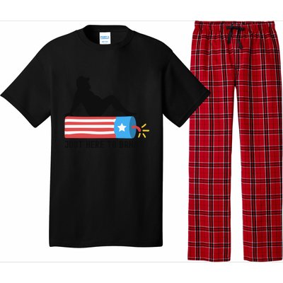 Funny 4th Of July Fathers Day USA Flag Im Just Here To Bang Pajama Set