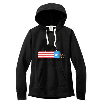 Funny 4th Of July Fathers Day USA Flag Im Just Here To Bang Women's Fleece Hoodie