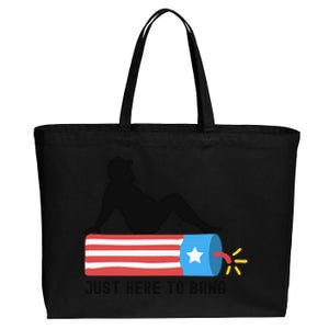 Funny 4th Of July Fathers Day USA Flag Im Just Here To Bang Cotton Canvas Jumbo Tote