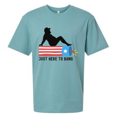 Funny 4th Of July Fathers Day USA Flag Im Just Here To Bang Sueded Cloud Jersey T-Shirt