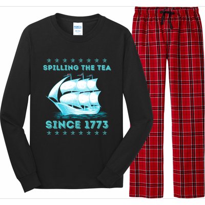 Fun 4th Of July Spilling The Tea Since 1773 History Teacher Gift Long Sleeve Pajama Set