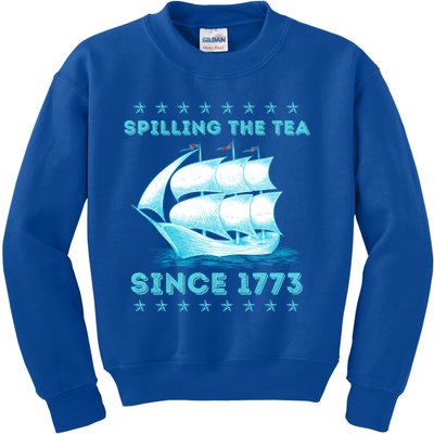 Fun 4th Of July Spilling The Tea Since 1773 History Teacher Gift Kids Sweatshirt