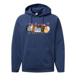 Funny 4th Of July Chicken Land Of Free Independence Day Performance Fleece Hoodie