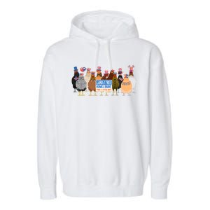 Funny 4th Of July Chicken Land Of Free Independence Day Garment-Dyed Fleece Hoodie