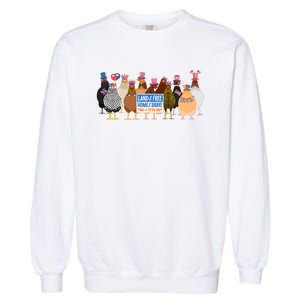 Funny 4th Of July Chicken Land Of Free Independence Day Garment-Dyed Sweatshirt