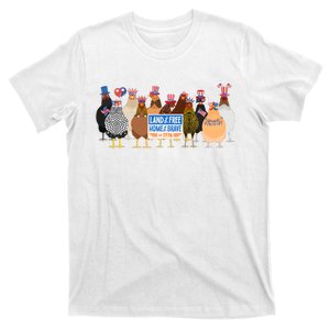 Funny 4th Of July Chicken Land Of Free Independence Day T-Shirt