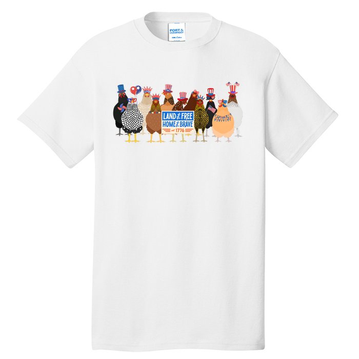 Funny 4th Of July Chicken Land Of Free Independence Day Tall T-Shirt