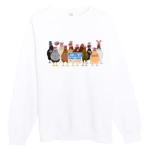 Funny 4th Of July Chicken Land Of Free Independence Day Premium Crewneck Sweatshirt