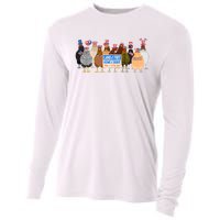 Funny 4th Of July Chicken Land Of Free Independence Day Cooling Performance Long Sleeve Crew