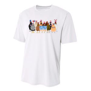 Funny 4th Of July Chicken Land Of Free Independence Day Performance Sprint T-Shirt