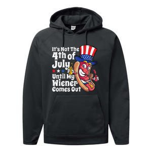 Funny 4th Of July Hot Dog Wiener Comes Out Adult Humor Gift Performance Fleece Hoodie