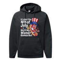 Funny 4th Of July Hot Dog Wiener Comes Out Adult Humor Gift Performance Fleece Hoodie