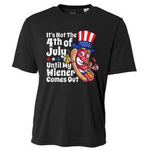 Funny 4th Of July Hot Dog Wiener Comes Out Adult Humor Gift Cooling Performance Crew T-Shirt