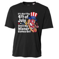 Funny 4th Of July Hot Dog Wiener Comes Out Adult Humor Gift Cooling Performance Crew T-Shirt