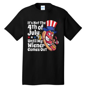 Funny 4th Of July Hot Dog Wiener Comes Out Adult Humor Gift Tall T-Shirt