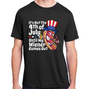 Funny 4th Of July Hot Dog Wiener Comes Out Adult Humor Gift Adult ChromaSoft Performance T-Shirt