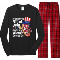 Funny 4th Of July Hot Dog Wiener Comes Out Adult Humor Gift Long Sleeve Pajama Set