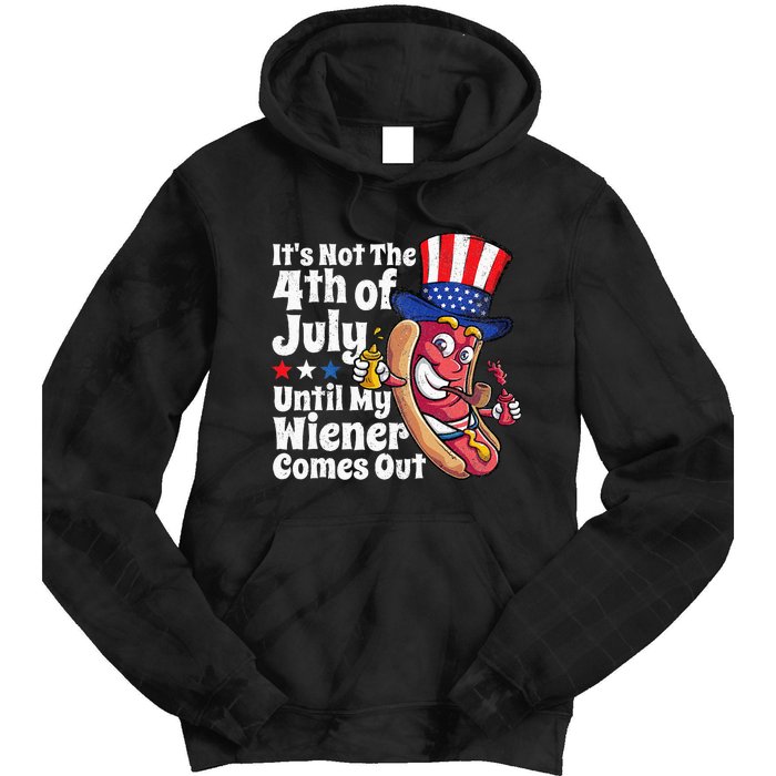 Funny 4th Of July Hot Dog Wiener Comes Out Adult Humor Gift Tie Dye Hoodie