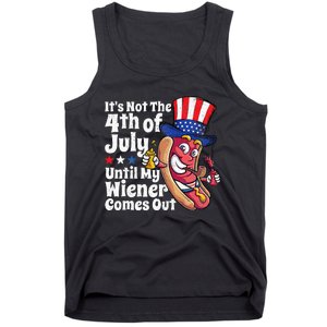 Funny 4th Of July Hot Dog Wiener Comes Out Adult Humor Gift Tank Top