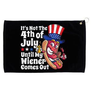 Funny 4th Of July Hot Dog Wiener Comes Out Adult Humor Gift Grommeted Golf Towel