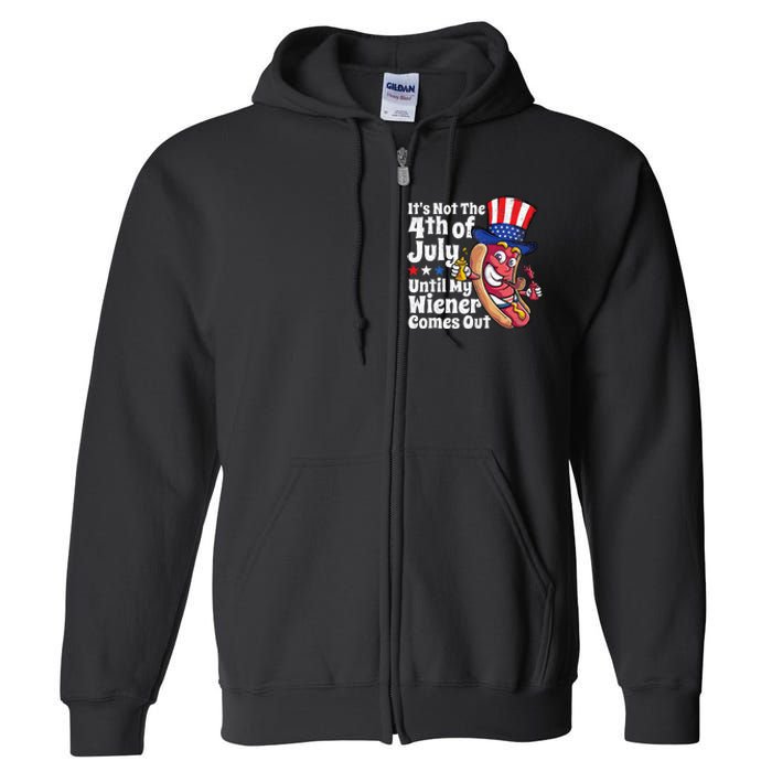 Funny 4th Of July Hot Dog Wiener Comes Out Adult Humor Gift Full Zip Hoodie