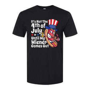 Funny 4th Of July Hot Dog Wiener Comes Out Adult Humor Gift Softstyle CVC T-Shirt