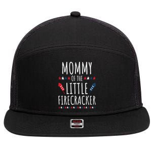 Funny 4th Of July Birthday Mommy Of The Little Firecracker Cool Gift 7 Panel Mesh Trucker Snapback Hat