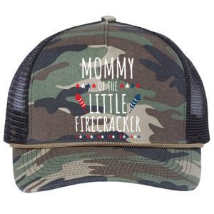 Funny 4th Of July Birthday Mommy Of The Little Firecracker Cool Gift Retro Rope Trucker Hat Cap