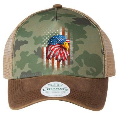 Funny 4th Of July Usa Flag American Patriotic Eagle Gift Legacy Tie Dye Trucker Hat