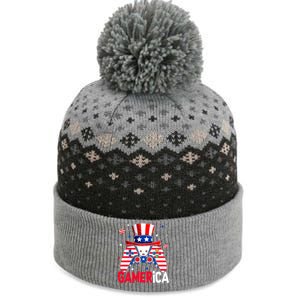 Funny 4th Of July Video Game American Flag Gamer Son Dad Gift The Baniff Cuffed Pom Beanie