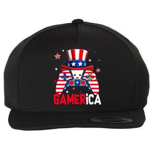 Funny 4th Of July Video Game American Flag Gamer Son Dad Gift Wool Snapback Cap