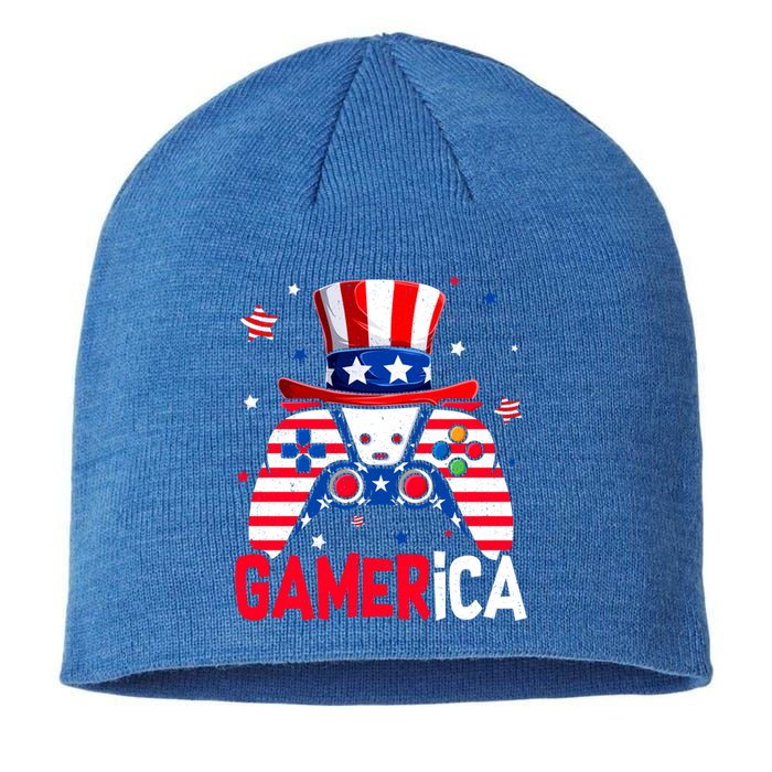 Funny 4th Of July Video Game American Flag Gamer Son Dad Gift Sustainable Beanie