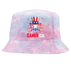 Funny 4th Of July Video Game American Flag Gamer Son Dad Gift Tie-Dyed Bucket Hat