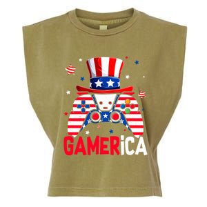 Funny 4th Of July Video Game American Flag Gamer Son Dad Gift Garment-Dyed Women's Muscle Tee