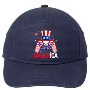 Funny 4th Of July Video Game American Flag Gamer Son Dad Gift 7-Panel Snapback Hat