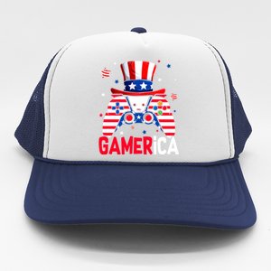 Funny 4th Of July Video Game American Flag Gamer Son Dad Gift Trucker Hat