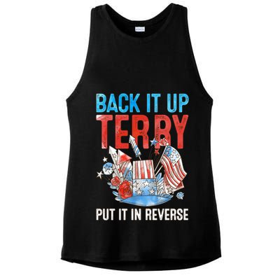 Funny 4th Of July Firework Back Up Terry Put It In Reverse Gift Ladies PosiCharge Tri-Blend Wicking Tank