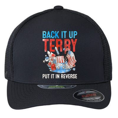 Funny 4th Of July Firework Back Up Terry Put It In Reverse Gift Flexfit Unipanel Trucker Cap
