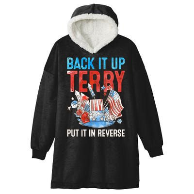 Funny 4th Of July Firework Back Up Terry Put It In Reverse Gift Hooded Wearable Blanket