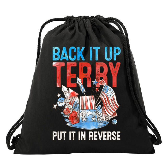 Funny 4th Of July Firework Back Up Terry Put It In Reverse Gift Drawstring Bag