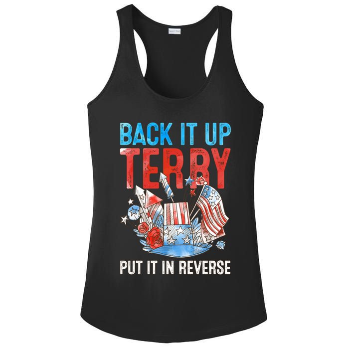 Funny 4th Of July Firework Back Up Terry Put It In Reverse Gift Ladies PosiCharge Competitor Racerback Tank