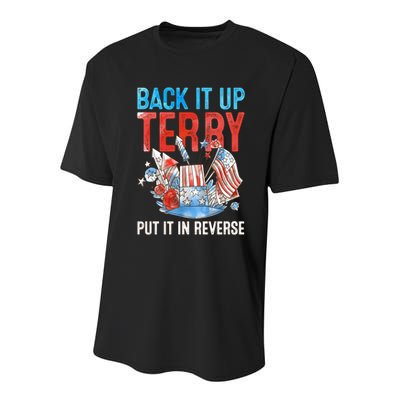 Funny 4th Of July Firework Back Up Terry Put It In Reverse Gift Youth Performance Sprint T-Shirt