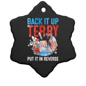 Funny 4th Of July Firework Back Up Terry Put It In Reverse Gift Ceramic Star Ornament