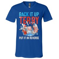 Funny 4th Of July Firework Back Up Terry Put It In Reverse Gift V-Neck T-Shirt