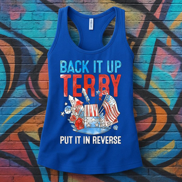 Funny 4th Of July Firework Back Up Terry Put It In Reverse Gift Womens Tank Top