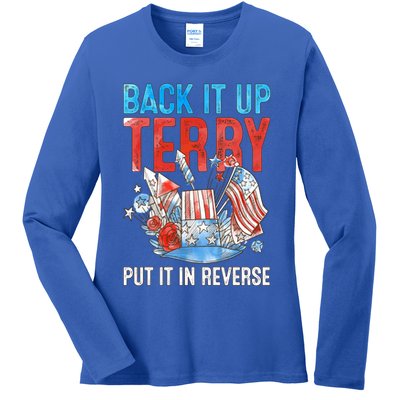 Funny 4th Of July Firework Back Up Terry Put It In Reverse Gift Ladies Long Sleeve Shirt
