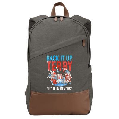 Funny 4th Of July Firework Back Up Terry Put It In Reverse Gift Cotton Canvas Backpack