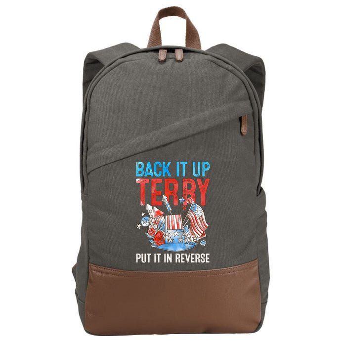 Funny 4th Of July Firework Back Up Terry Put It In Reverse Gift Cotton Canvas Backpack