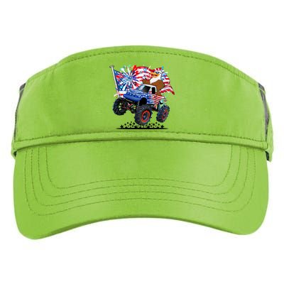 Funny 4th Of July Patriotic American Flag Monster Truck Eagle Adult Drive Performance Visor