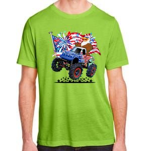 Funny 4th Of July Patriotic American Flag Monster Truck Eagle Adult ChromaSoft Performance T-Shirt